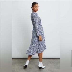 Rails Navy Camellia Jade Floral Dress with high low ruffle hem size medium